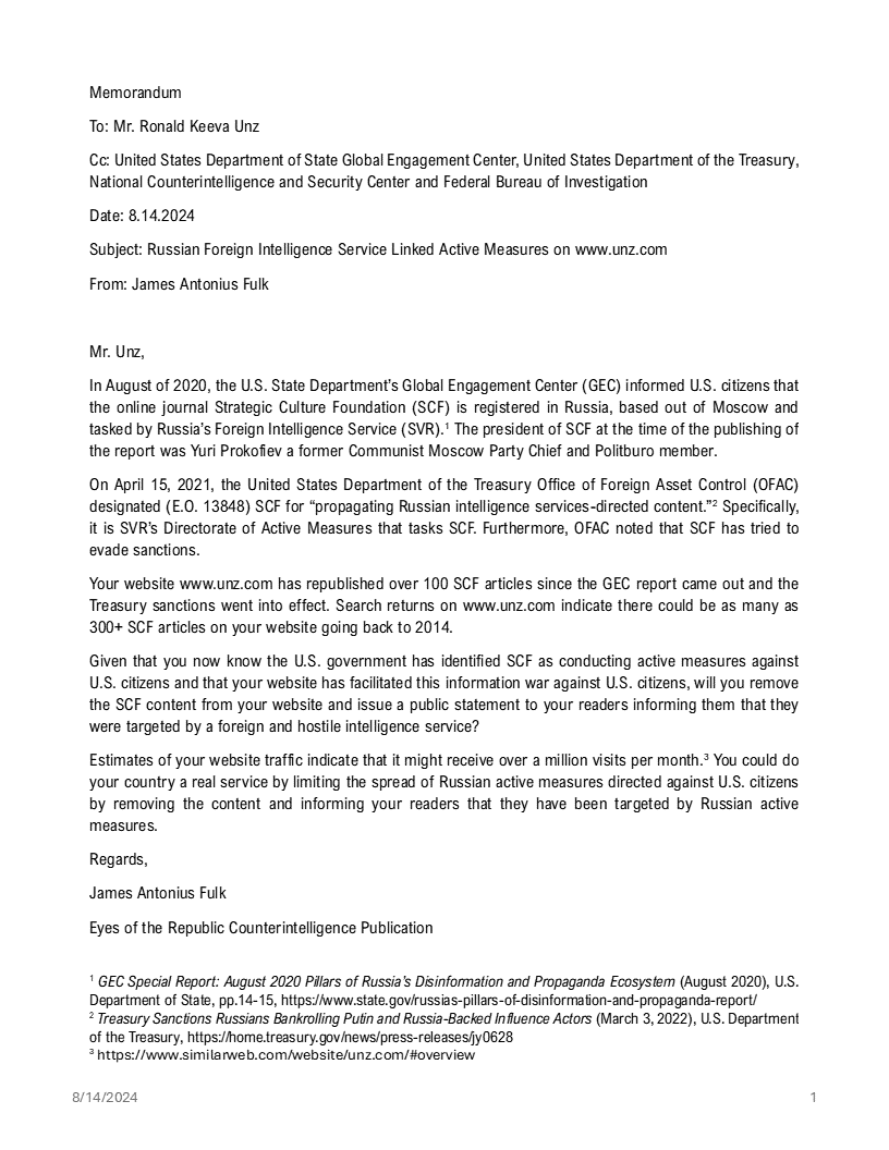 Russian Foreign Intelligence Controlled Strategic Culture Foundation articles on The Unz Review.